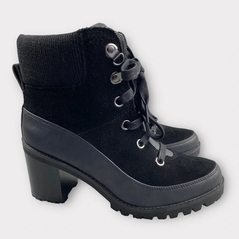 UGG Boots Redwood Waterproof Booties Womens 8 Shoes Suede Leather‎ Chunky Heel